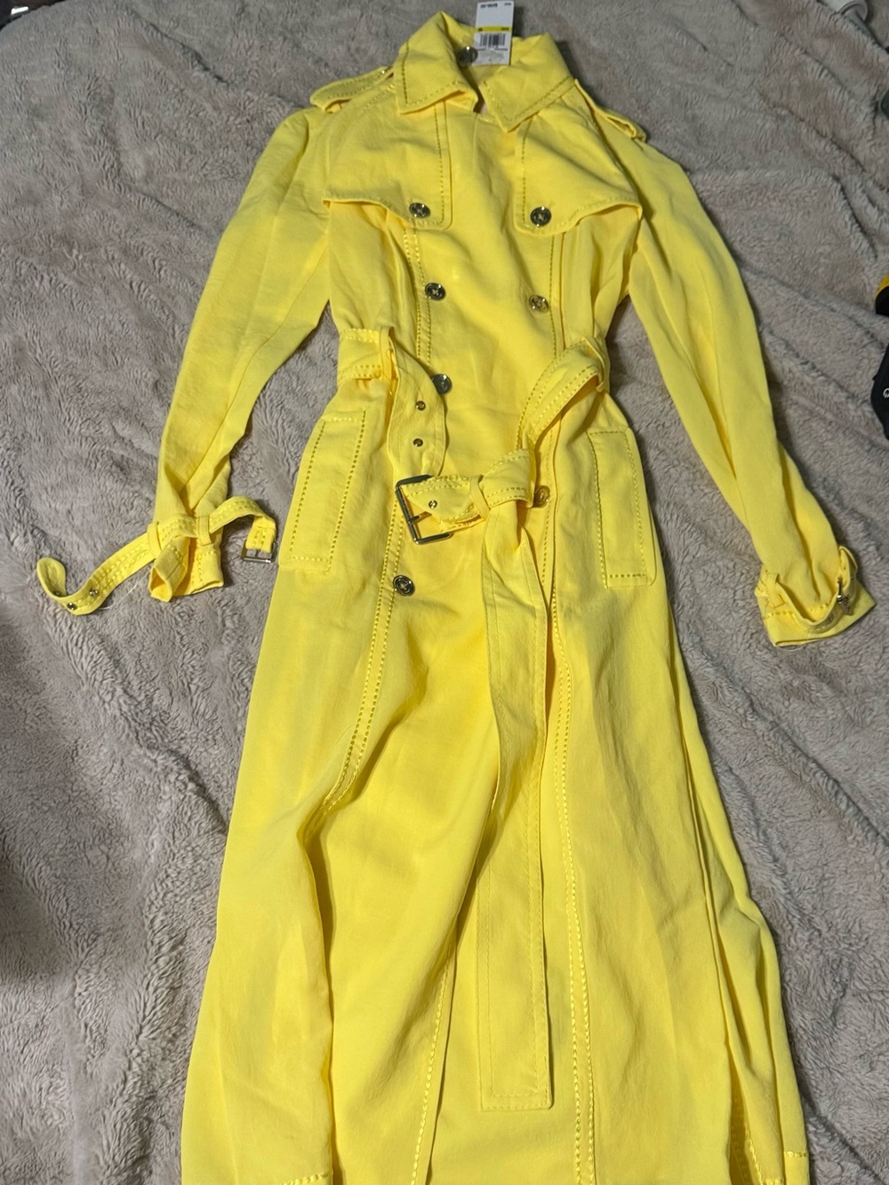 Michael Kors Yellow Lightweight Trench Coat Womens Size M NWT $295 MSRP